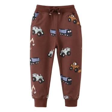 Tdoqot Toddler Boys Graphic Sweatpants- Drawstring Casual Cute Jogger Pants Coffee Size 1-6T