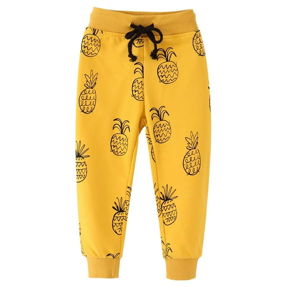 Tdoqot Toddler Boys Graphic Sweatpants- Drawstring Casual Cute Jogger Pants Yellow Size 5T