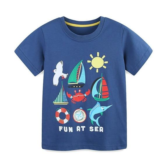 Tdoqot Toddler Boys Graphic T Shirts- Cotton Short Sleeve Soft Casual Kids Summer Tops Navy Size 3 T