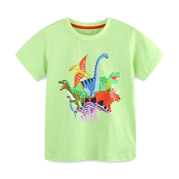 Tdoqot Toddler Boys Graphic T Shirts- Short Sleeve Cotton Casual Soft Kids Summer Tops Green Size 4 T