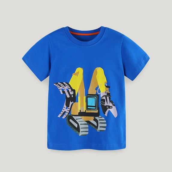 Tdoqot Toddler Boys Graphic T Shirts- Short Sleeve Cute Cotton Crewneck Kids Summer Clothes Blue Size 5T