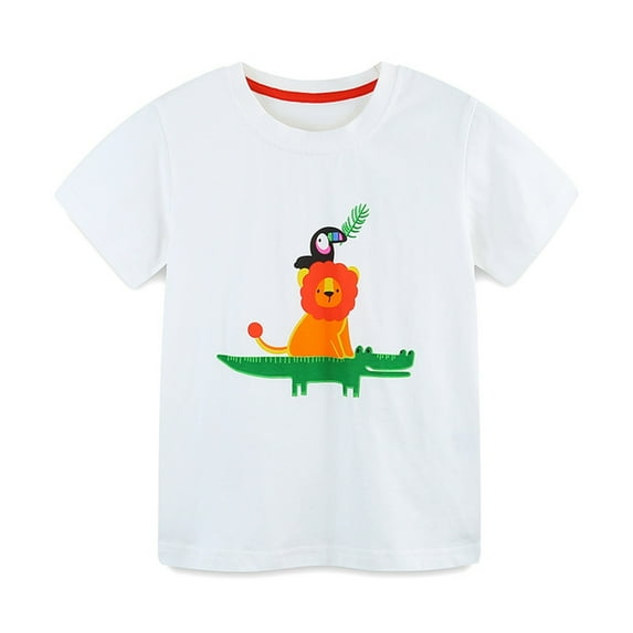 Tdoqot Toddler Boys Graphic T Shirts- Short Sleeve Soft Cotton Casual Kids Summer Tops White Size 3 T