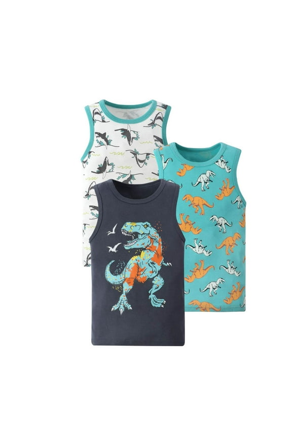 Toddler Boys Graphic Tank Tops 3 Pack- Casual Sleeveless Summer Cotton Undershirts Tops Size 2-8T