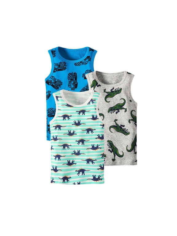 Toddler Boys Graphic Tank Tops 3 Pack- Cotton Sleeveless Casual Summer Undershirts Tops Size 2T
