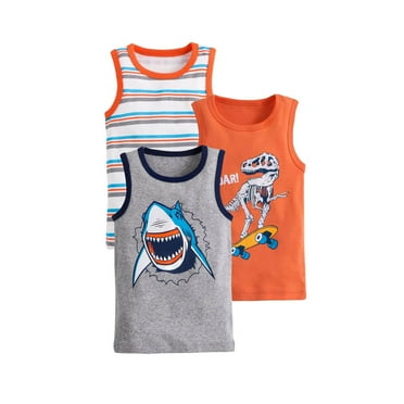 Tdoqot Toddler Boys Graphic Tank Tops 3 Pack- Sleeveless Cotton Casual Summer Undershirts Tops Size 8T