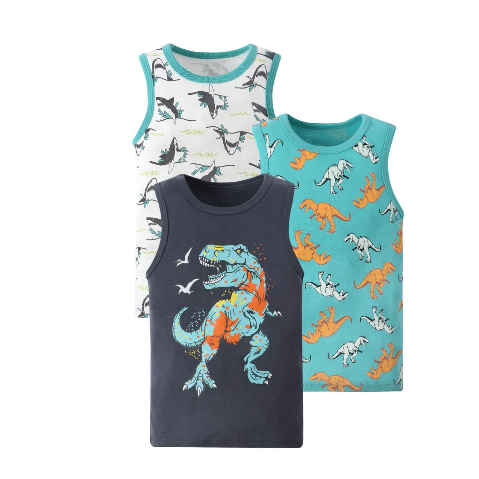 Tdoqot Toddler Boys Graphic Tank Tops 3 Pack- Summer Cotton Sleeveless Casual Undershirts Tops Size 5T
