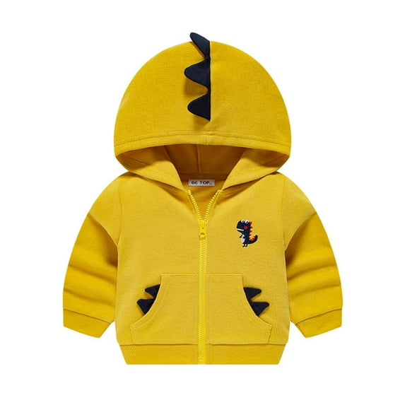 Tdoqot Toddler Boys Hoodies With Zipper and Pockets- Cotton Cute Long Sleeve Hooded Jacket Yellow Size 3 T