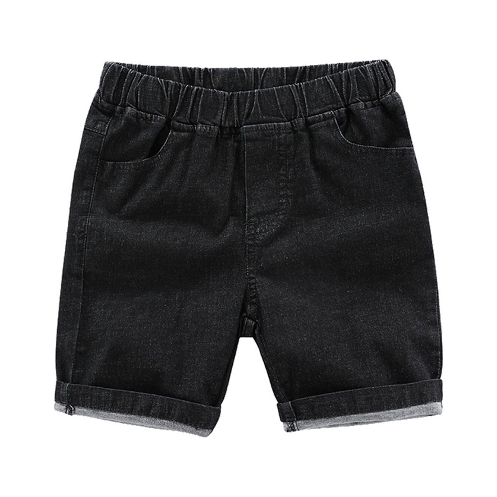 Tdoqot Toddler Boys Jean Shorts Baggy Cotton Casual with Pockets Kids Denim Shorts Black Size