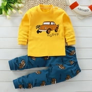 Tdoqot Toddler Boys Outfit Sets 2 PC- Long Sleeve Kids Fall Winter Clothes Cute Casual Cotton T Shirts and Pants Yellow Size 3 T