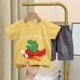 thumbnail image 1 of Tdoqot Toddler Boys Outfit Sets 2 Piece- Cotton Kis Summer Clothes Soft Cute Short Sleeve T Shirts and Shorts Yellow Size 2 T, 1 of 3