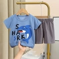 thumbnail image 1 of Tdoqot Toddler Boys Outfit Sets 2 Piece- Cute Short Sleeve Soft Kis Summer Clothes Cotton T Shirts and Shorts Blue Size 5 T, 1 of 3