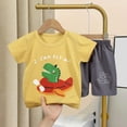 thumbnail image 1 of Tdoqot Toddler Boys Outfit Sets 2 Piece- Cute Soft Cotton Short Sleeve Kis Summer Clothes T Shirts and Shorts Yellow Size 5 T, 1 of 3