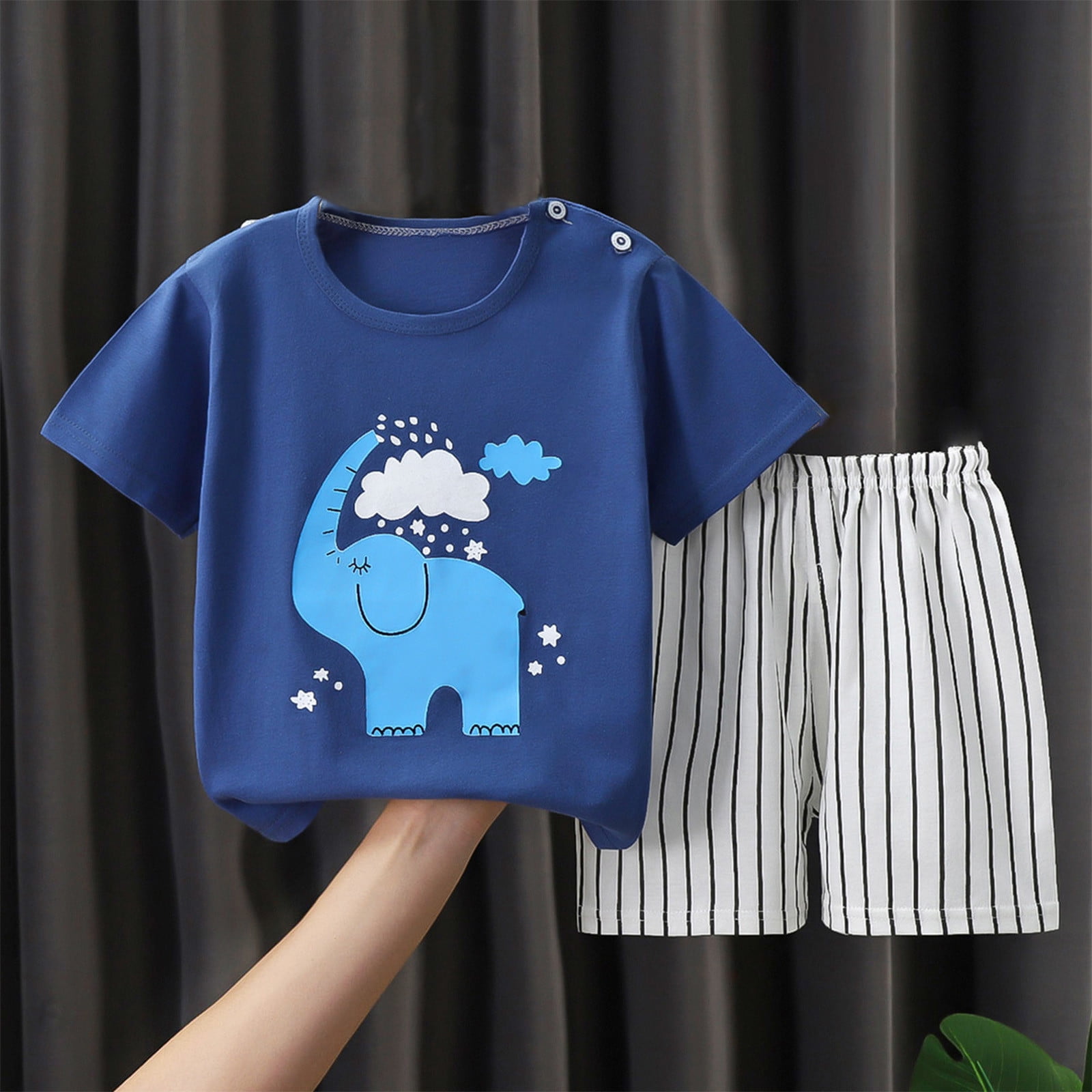 Cool Boy Summer Outfit Set for Boys | Aqua Blue T-Shirt & Denim-Style Shorts main image 1
