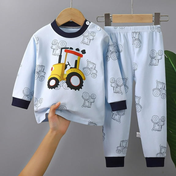 Tdoqot Toddler Boys Outfit Sets- Long Sleeve Soft Kids Fall Clothes Cotton Casual T Shirts and Pants Sky Blue Size 6 T