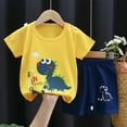 thumbnail image 1 of Tdoqot Toddler Boys Outfit Sets- Short Sleeve Cotton Soft Casual Kids Summer Clothes T Shirts and Shorts Yellow Size 1T, 1 of 4