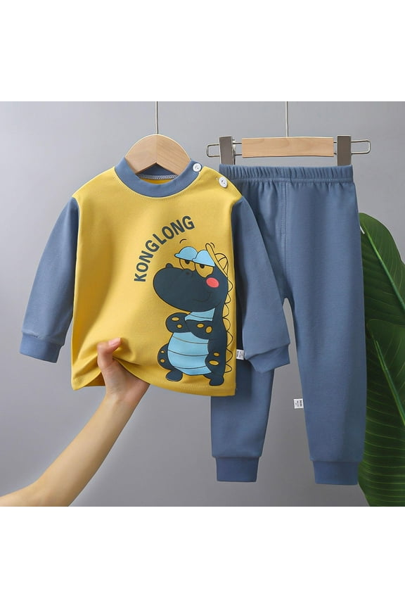 Toddler Boys Outfit Sets- Soft Kids Fall Clothes Casual Long Sleeve Cotton T Shirts and Pants Size 1-6 T