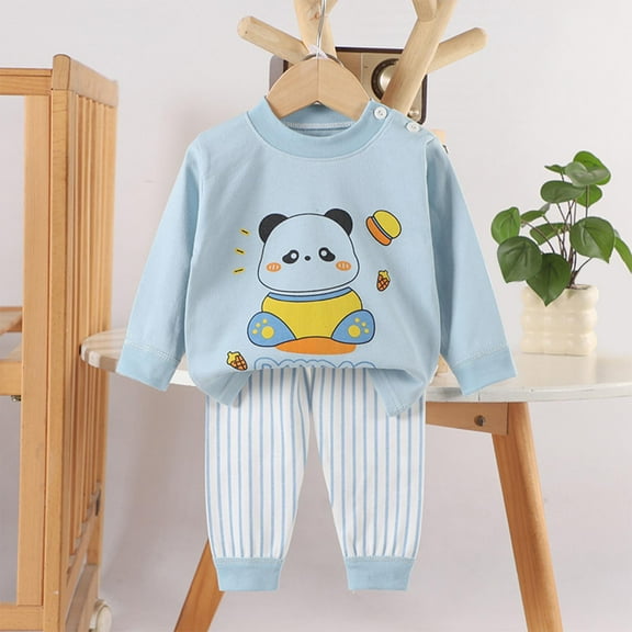 Tdoqot Toddler Boys Outfits Set- Cotton Casual Cute Long Sleeve Shirts and Pants Kids Fall Clothes Light Blue Size 4 T