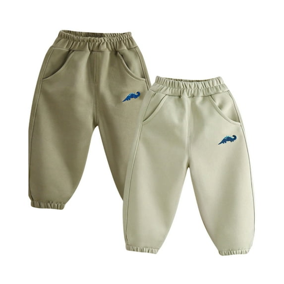 Tdoqot Toddler Boys Sweatpants with Pockets 2 PC- Cotton Elastic Waist Casual Baggy Jogger Pants Army Green Size 6 T