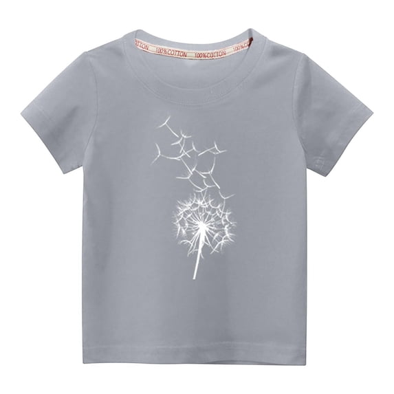 Tdoqot Toddler Boys T Shirts- Cotton Summer Short Sleeve Soft Breathable Kids Tops Gray Size 7 Y