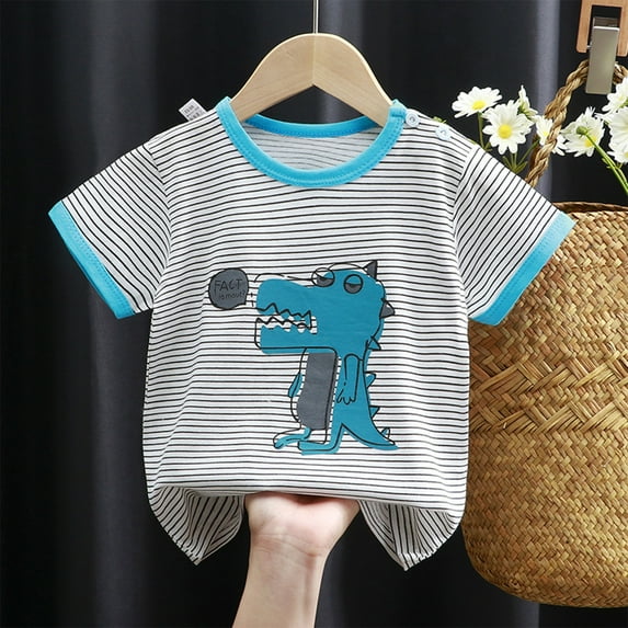 Tdoqot Toddler Boys T Shirts- Summer Short Sleeve Soft Breathable Cotton Kids Tops Gray Size 2T