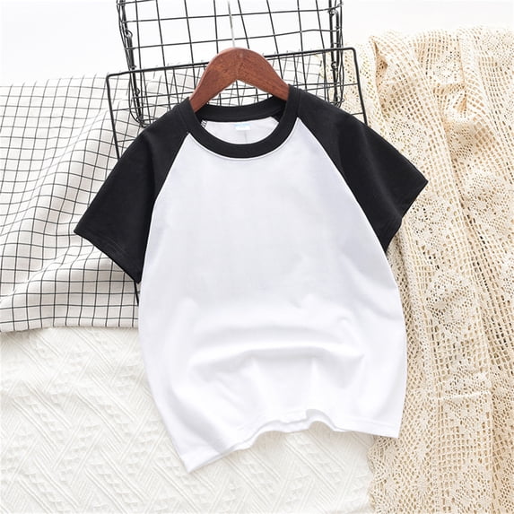 Tdoqot Toddler Boys and Big Boys T Shirts- Breathable Soft Cotton Short Sleeve Summer Kids Tops Black Size 8 Y
