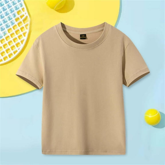 Tdoqot Toddler Boys and Big Boys T Shirts- Cotton Soft Breathable Summer Short Sleeve Kids Tops Khaki Size 10 Y