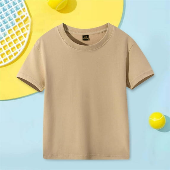 Tdoqot Toddler Boys and Big Boys T Shirts- Cotton Soft Breathable Summer Short Sleeve Kids Tops Khaki Size 10 Y