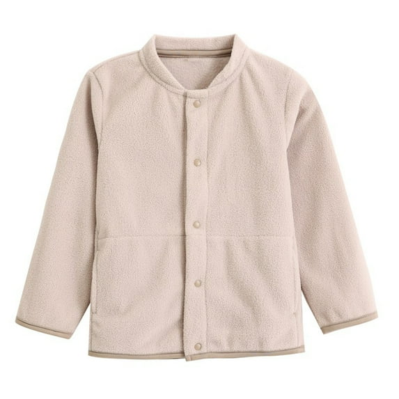 Tdoqot Toddler Girls Boys Button Down Fleece Jackets Long Sleeve Cute Fall Winter Clothes Hoodless Warm Coats Beige Size 4T