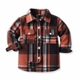 thumbnail image 1 of Tdoqot Toddler Girls Boys Plaid Jackets Fall Winter Clothes Long Sleeve Button Down Hoodless Casual Coats Brown Size 5-6T, 1 of 9