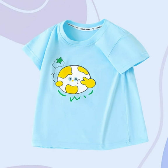 Tdoqot Toddler Girls Graphic T Shirts- Cute Soft Cotton Short Sleeve Kids Summer Tops Blue Size 5 T