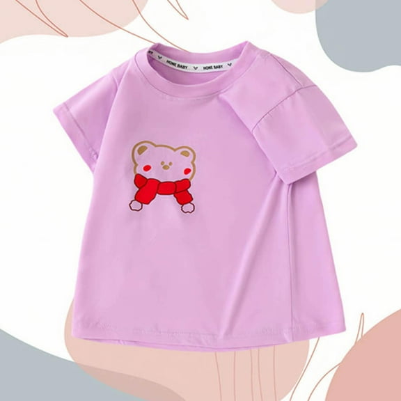 Tdoqot Toddler Girls Graphic T Shirts- Soft Cotton Short Sleeve Cute Kids Summer Tops Purple Size 3 T