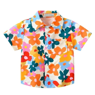 Tdoqot Toddler Girls Hawaiian Shirts- Summer Casual Floral Button Down Beach Vacation Clothes Multicolor Size 1-5 T