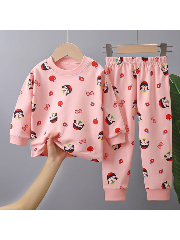 Toddler Girls Outfit Sets- Casual Cotton Long Sleeve Tees and Pants Cute Kids Fall Winter Clothes Pink Size 1T