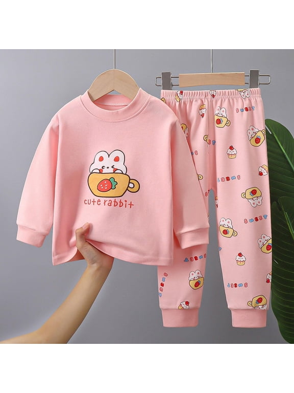 Toddler Girls Outfit Sets- Cute Long Sleeve Tees and Pants Cotton Casual Kids Fall Winter Clothes Pink Size 1T
