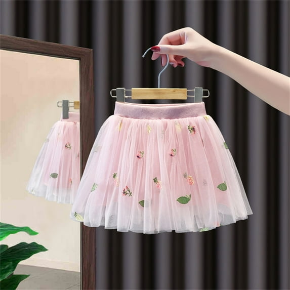 Tdoqot Toddler Girls Princess Skirt- Elastic Waist Casual Summer Floral Party Tutu Skirts Pink Size 2 T