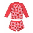 thumbnail image 1 of Tdoqot Toddler Girls Rash Guard Swimsuits 2PC- Beach Swimwear Long Sleeve Sun Protection Cute Bathing Suit Red Size 6 T, 1 of 3