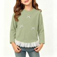thumbnail image 1 of Tdoqot Toddler Girls Ribbed T Shirts with Lace- Casual Fashion Long Sleeve Cute Kids Fall Tops Green Size 8 T, 1 of 9
