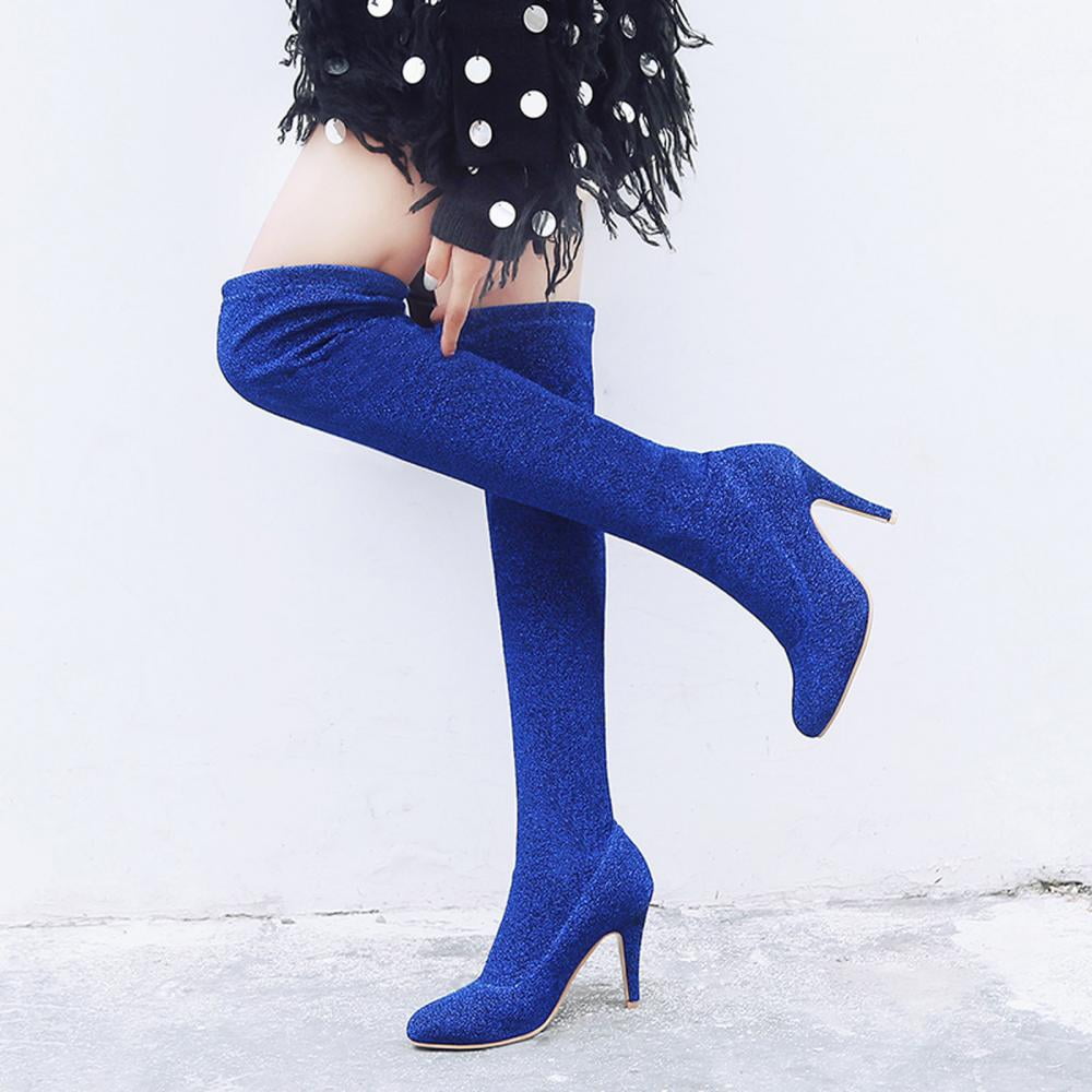 Tdoqot Womens Faux Fur Boots- High-Heels Warm Thin heel Christmas