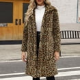 thumbnail image 1 of Tdoqot Winter Long Coats for Women Warm Casual Cardigan Leopard Print Long Sleeve Hoodless Womens Faux Fur Coats Green, 1 of 8