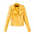 thumbnail image 1 of Tdoqot Women's Leather Jacket- Zipper Casual Short Fall Jackets for Women Yellow Size L, 1 of 4