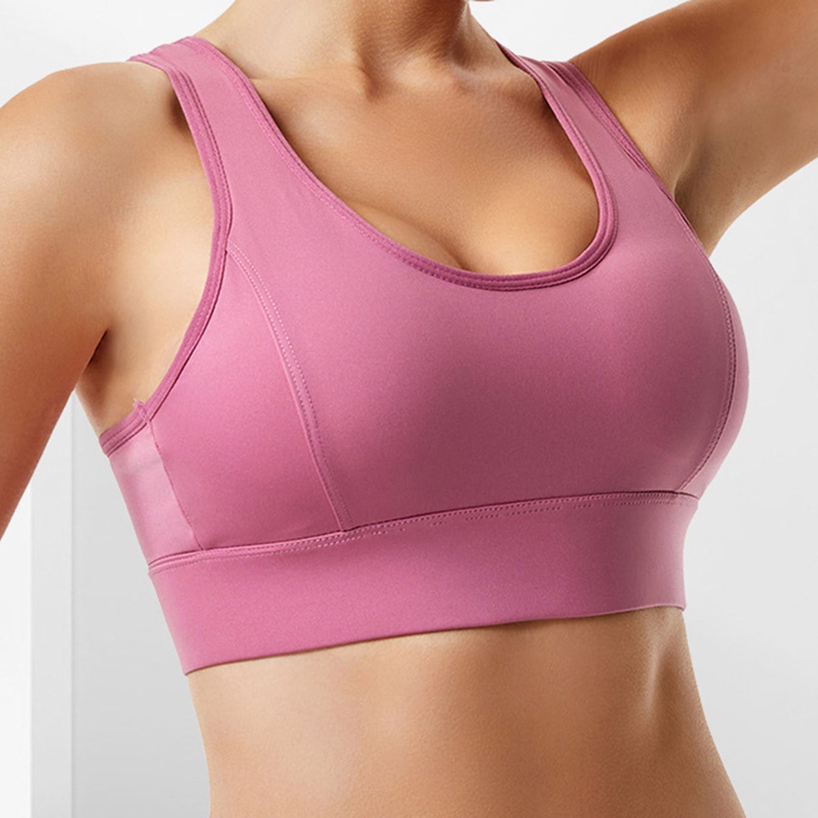 Tdoqot Women's Seamless Raceback Front Closure High Impact Zip up Cotton  linen Sports Bra Hot Pink Size XL