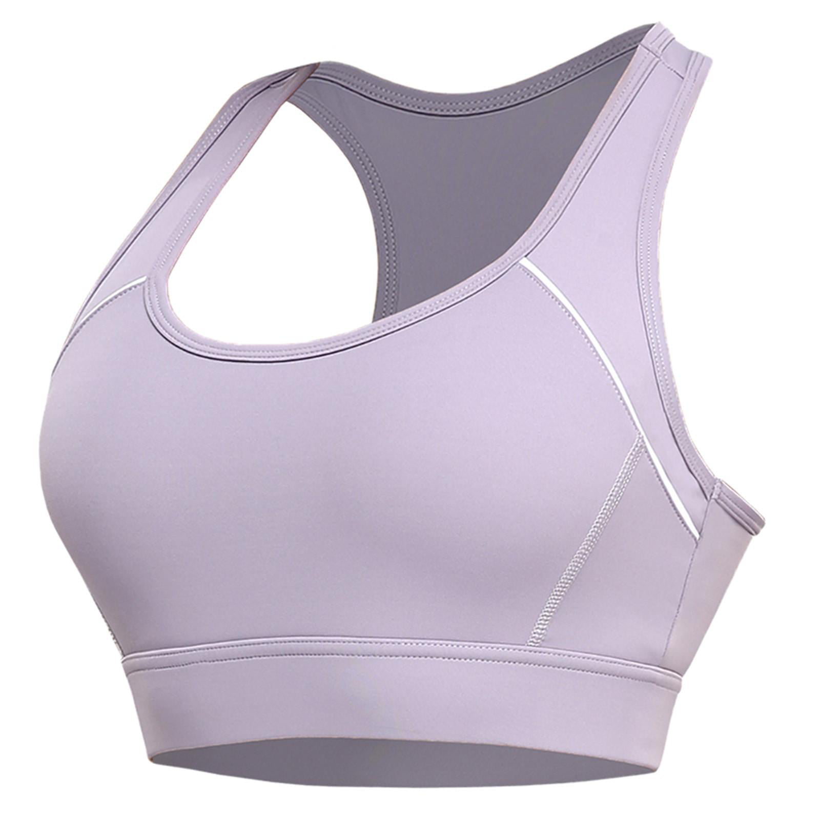 Tdoqot Women's Seamless Raceback High Impact Cotton linen Sports Bra Purple  Size XL