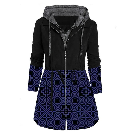 Tdoqot Women's Trench coats- with Hood Casual Color Blocking Winter Coats for Women Black Size 5XL