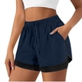 thumbnail image 1 of Tdoqot Womens Athletic Shorts with Pockets- Quick Dry Waterproof Stretch Elastic Waist Drawstring Workout Running Shorts Navy Size M, 1 of 7
