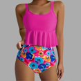 thumbnail image 1 of Tdoqot Womens Bikini Sets- 2 Piece Swimsuit High Waisted Adjustable Straps Scoop Neck Floral Bottoms Bathing Suits Hot Pink Size M, 1 of 7