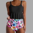 thumbnail image 1 of Tdoqot Womens Bikini Sets- High Waisted Scoop Neck Adjustable Straps 2 Piece Swimsuit Floral Bottoms Bathing Suits Black Size M, 1 of 7