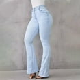 thumbnail image 1 of Tdoqot Womens Bootcut Jeans- Ripped Button Casual Mid Rise Denim Pants Light Blue Size 10, 1 of 6