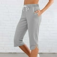 thumbnail image 1 of Tdoqot Womens Capri with Pockets- Soft Elastic Waist Baggy Casual Drawstring Active Pants Gray Size S-2XL, 1 of 9