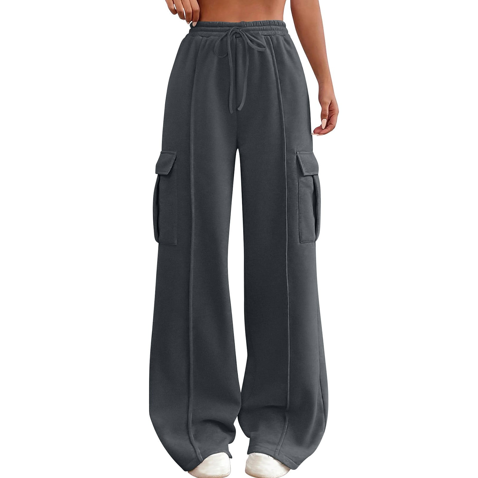 Tdoqot Womens Cargo Sweatpants with Pockets Baggy Drawstring High