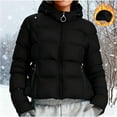 thumbnail image 1 of Tdoqot Womens Cropped Puffer Jackets with Hood- Regular Fit Casual Lightweight Zip Up Trendy Winter Coat Black Size S-3XL, 1 of 8